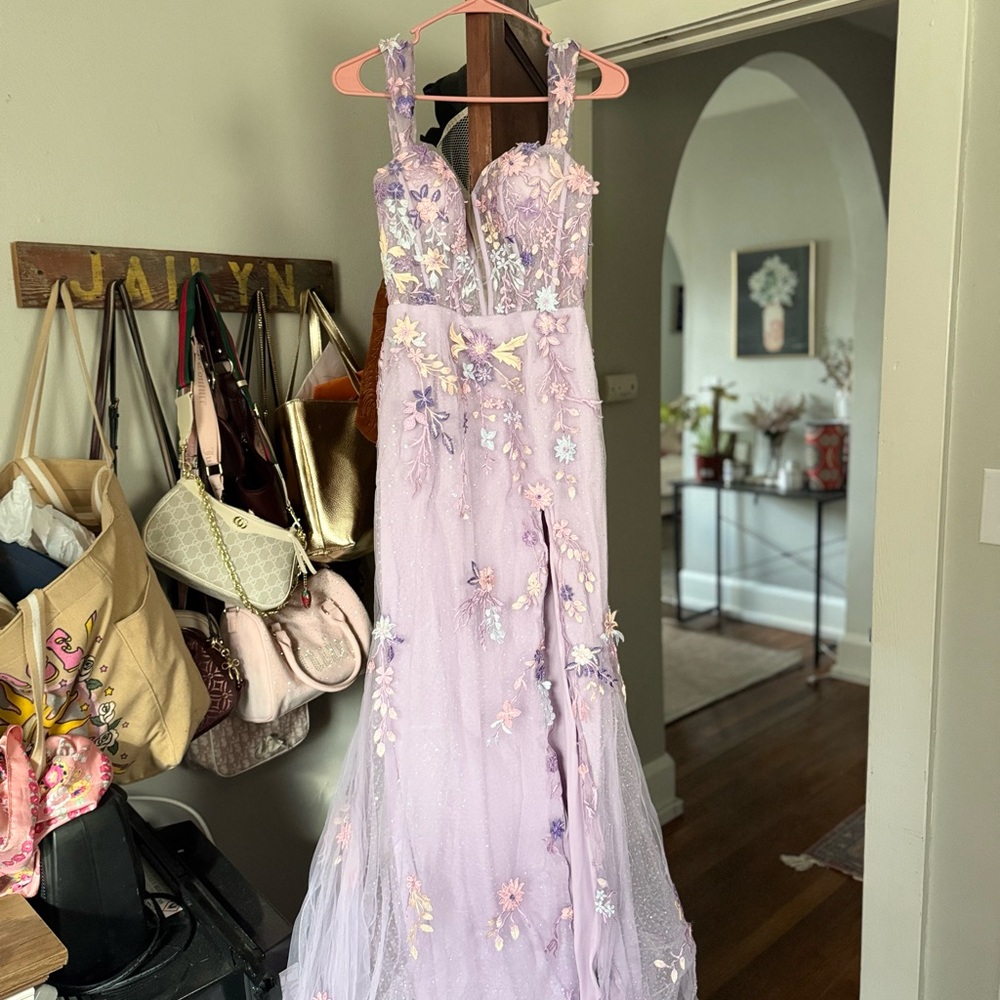 Lavender Floral Embellished Gown